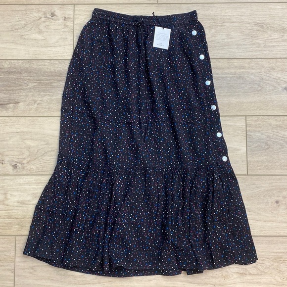 COACH Silk Tiered Midi skirt Button Twee Luxury - Picture 2 of 11